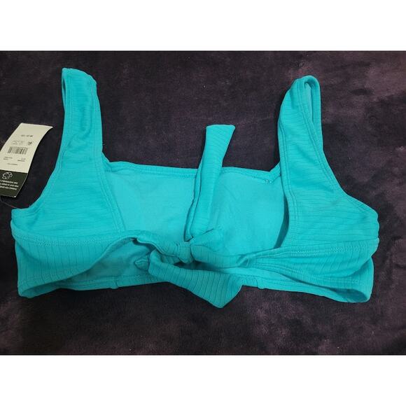 Sandflower Teal Ribbed Bikini Swim Top - Size M - Picture 3 of 4